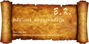 Bácsi Krisztián névjegykártya